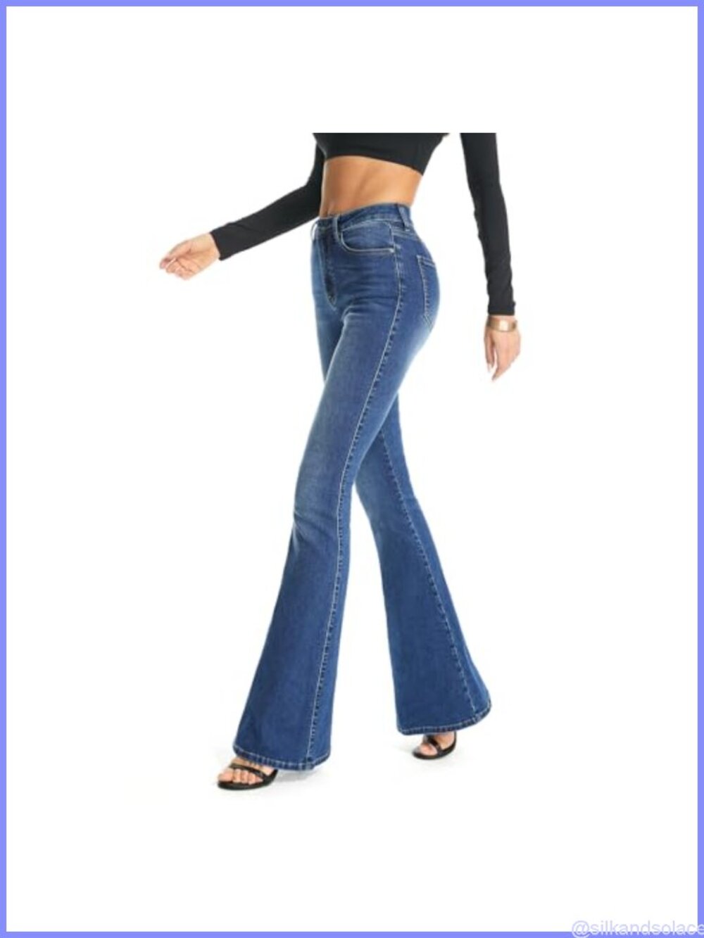 High-Rise Bootcut Flare Denim Jeans with Stretch Cotton